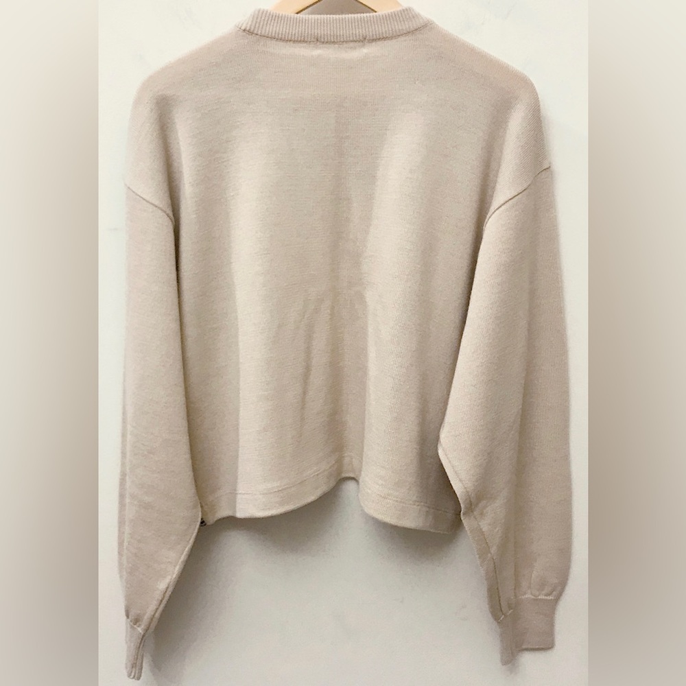 Valentino Garavani Sport Cream Purple Wool Logo Crop Sweater Medium M - Picture 5 of 6